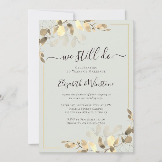 Eucalyptus Sage Green Vow Renewal Kaart (Voorkant)