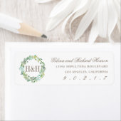 Eucalyptus Sage Green Waterverf Floral Monogram Etiket (Insitu)