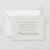 Eucalyptus Sage Green Weddenschap Hartelijk dank Notitiekaartje (Achterkant)