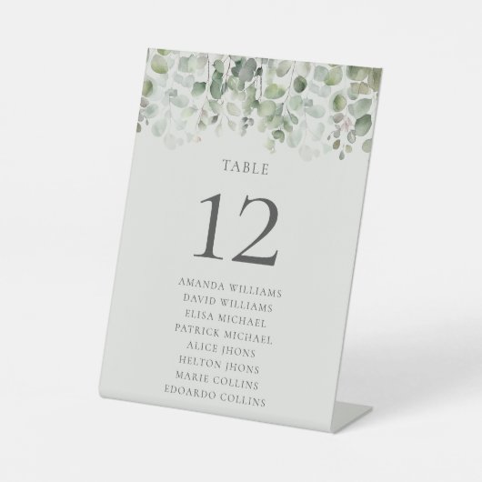 Eucalyptus Sage Green Wedding Reclamebord Met Voetstuk (Voorkant)