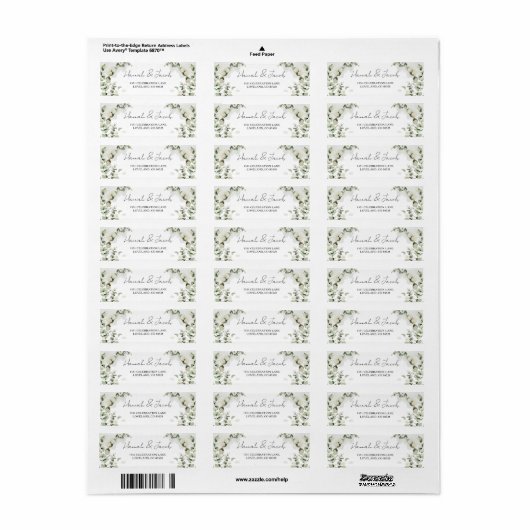 Eucalyptus Sage Green Wedding Return Address Etiket (Full Sheet)