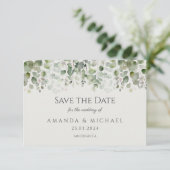 Eucalyptus Sage Green Wedding Save The Date (Staand voorkant)