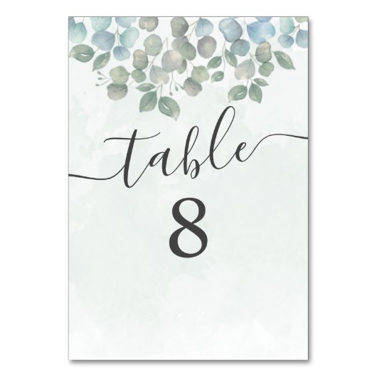 Eucalyptus Sage Green Wedding Table Kaart (Achterkant)
