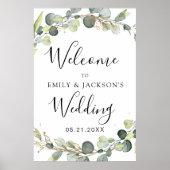 Eucalyptus Sage Green Wedding Welcome Sign Poster (Voorkant)