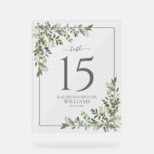 Eucalyptus Sage Green Wedtable Number Acryl Bord (Voorkant)