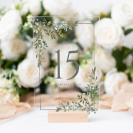 Eucalyptus Sage Green Wedtable Number Acryl Bord