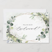 Eucalyptus Sage Greenery Bridesmaid Voorstel Kaart (Voorkant)