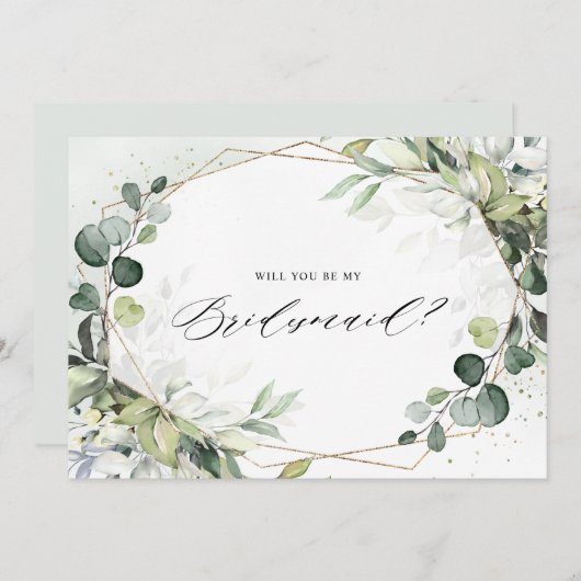 Eucalyptus Sage Greenery Bridesmaid Voorstel Kaart (Voorkant / Achterkant)