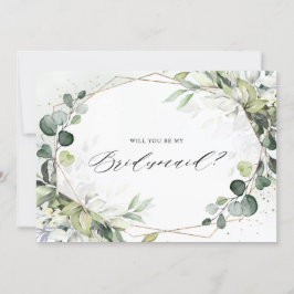 Eucalyptus Sage Greenery Bridesmaid Voorstel Kaart