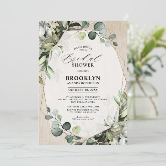 Eucalyptus Sage Greenery Geometric Vrijgezellenfee Kaart (Staand voorkant)