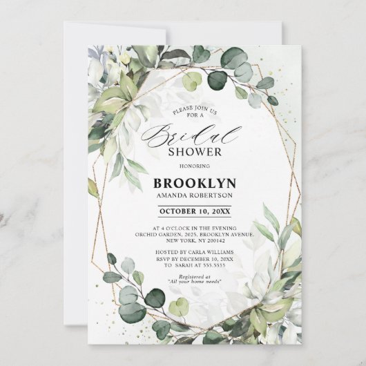 Eucalyptus Sage Greenery Geometric Vrijgezellenfee Kaart (Voorkant)