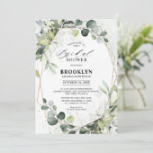 Eucalyptus Sage Greenery Geometric Vrijgezellenfee Kaart (Staand voorkant)