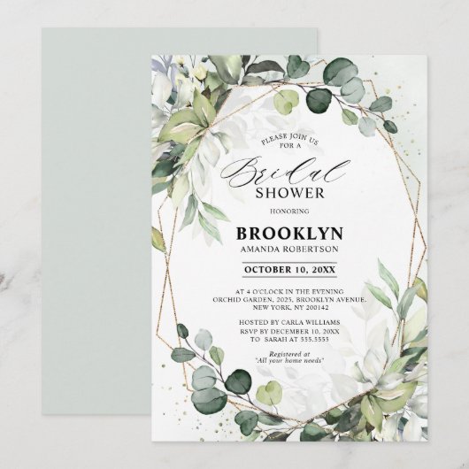 Eucalyptus Sage Greenery Geometric Vrijgezellenfee Kaart (Voorkant / Achterkant)