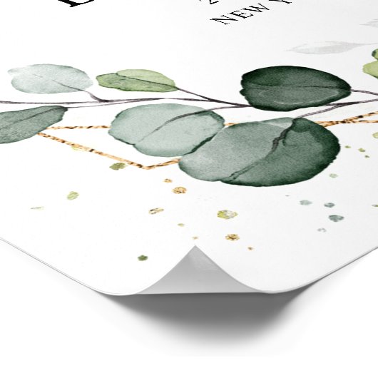 Eucalyptus Sage Greenery Geometric Weddenschap Wel Poster (Hoek)
