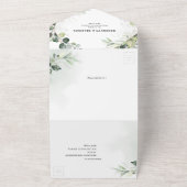 Eucalyptus Sage Greenery Modern Geometric Wedding All In One Uitnodiging (Buitenkant)
