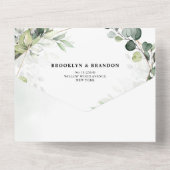 Eucalyptus Sage Greenery Modern Geometric Wedding All In One Uitnodiging (Achterkant)