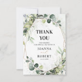 Eucalyptus Sage Greenery Modern Geometric Wedding Bedankkaart (Voorkant)
