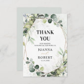Eucalyptus Sage Greenery Modern Geometric Wedding Bedankkaart (Voorkant / Achterkant)