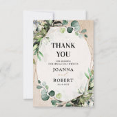 Eucalyptus Sage Greenery Modern Geometric Wedding Bedankkaart (Voorkant)