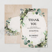 Eucalyptus Sage Greenery Modern Geometric Wedding Bedankkaart (Voorkant / Achterkant)