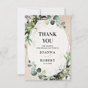 Eucalyptus Sage Greenery Modern Geometric Wedding Bedankkaart