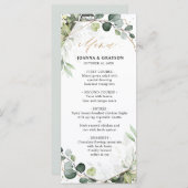 Eucalyptus Sage Greenery Modern Geometric Wedding Menu (Voorkant / Achterkant)
