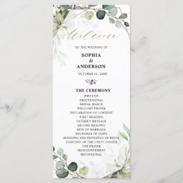 Eucalyptus Sage Greenery Modern Geometric Wedding Programmakaart