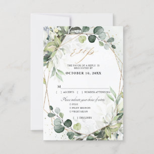 Eucalyptus Sage Greenery Modern Geometric Wedding RSVP Kaartje