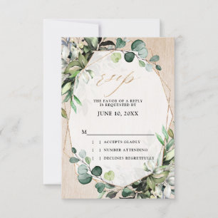 Eucalyptus Sage Greenery Modern Geometric Wedding RSVP Kaartje