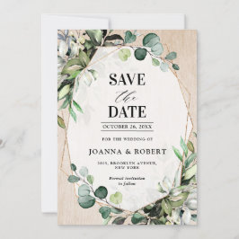 Eucalyptus Sage Greenery Modern Geometric Wedding Save The Date