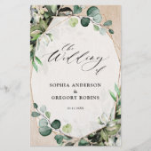 Eucalyptus Sage Greenery Modern Wedding Programme (Voorkant)