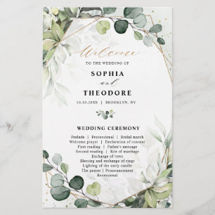 Eucalyptus Sage Greenery Modern Wedding Programme