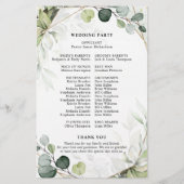Eucalyptus Sage Greenery Modern Wedding Programme (Achterkant)