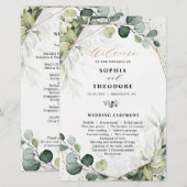 Eucalyptus Sage Greenery Modern Wedding Programme (Voorkant / Achterkant)