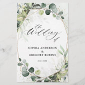 Eucalyptus Sage Greenery Modern Wedding Programme (Voorkant)