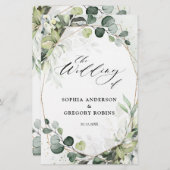 Eucalyptus Sage Greenery Modern Wedding Programme (Voorkant / Achterkant)