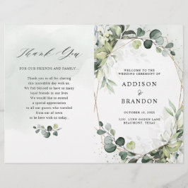 Eucalyptus Sage Greenery Modern Wedding Programme