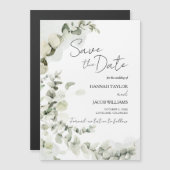 Eucalyptus Sage Groen Bruiloft Save the Date Magnetische Uitnodiging (Voorkant / Achterkant)