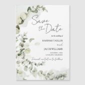 Eucalyptus Sage Groen Bruiloft Save the Date Magnetische Uitnodiging (Voorkant)