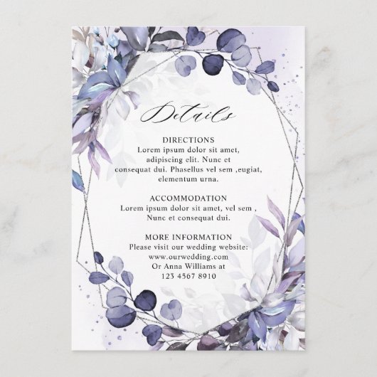 Eucalyptus Sage Groen Geometrische bruiloft Detail Informatiekaartje (Voorkant)