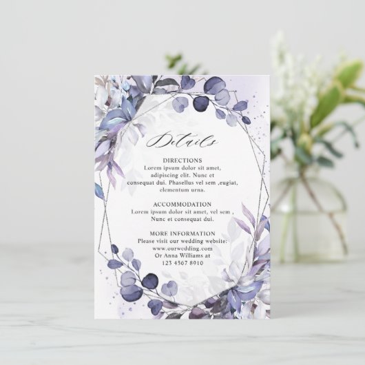 Eucalyptus Sage Groen Geometrische bruiloft Detail Informatiekaartje (Staand voorkant)