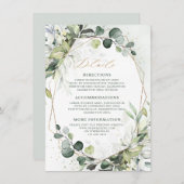 Eucalyptus Sage Groen Geometrische bruiloft Detail Informatiekaartje (Voorkant / Achterkant)