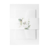 Eucalyptus Sage Groen Goud Monogram Uitnodigingen Wikkel (Voorkant Voorbeeld)