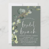 Eucalyptus Sage Groene Bruids Brunch Douche Kaart (Voorkant)