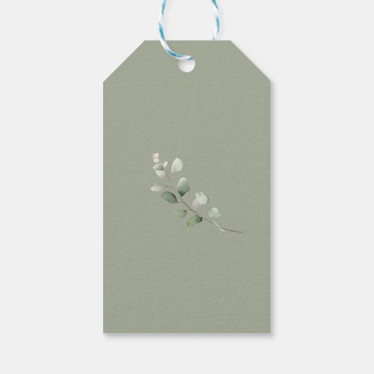 Eucalyptus Sage Groene bruiloft Dank u Cadeaulabel (Achterkant)