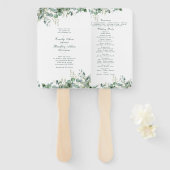 Eucalyptus Sage Groene Waterverf Groen Bruiloft Handwaaier (Voorkant en achterkant)