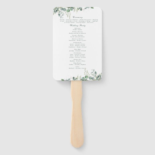 Eucalyptus Sage Groene Waterverf Groen Bruiloft Handwaaier (Achterkant)