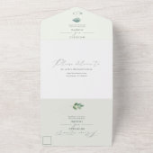 Eucalyptus Sage Groene Waterverf Huwelijk All In One Uitnodiging (Buitenkant)