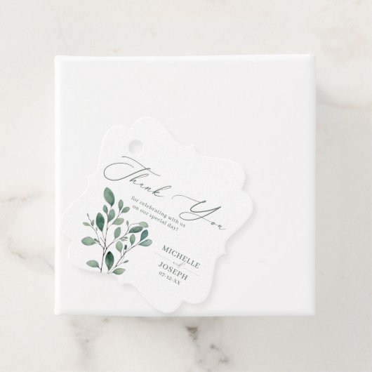 Eucalyptus Sage Groene Waterverf Huwelijk Bedankjes Labels (In situ)