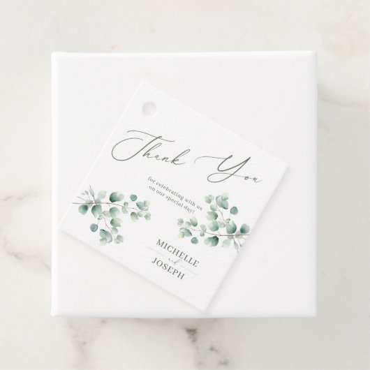 Eucalyptus Sage Groene Waterverf Huwelijk Bedankjes Labels (In situ)